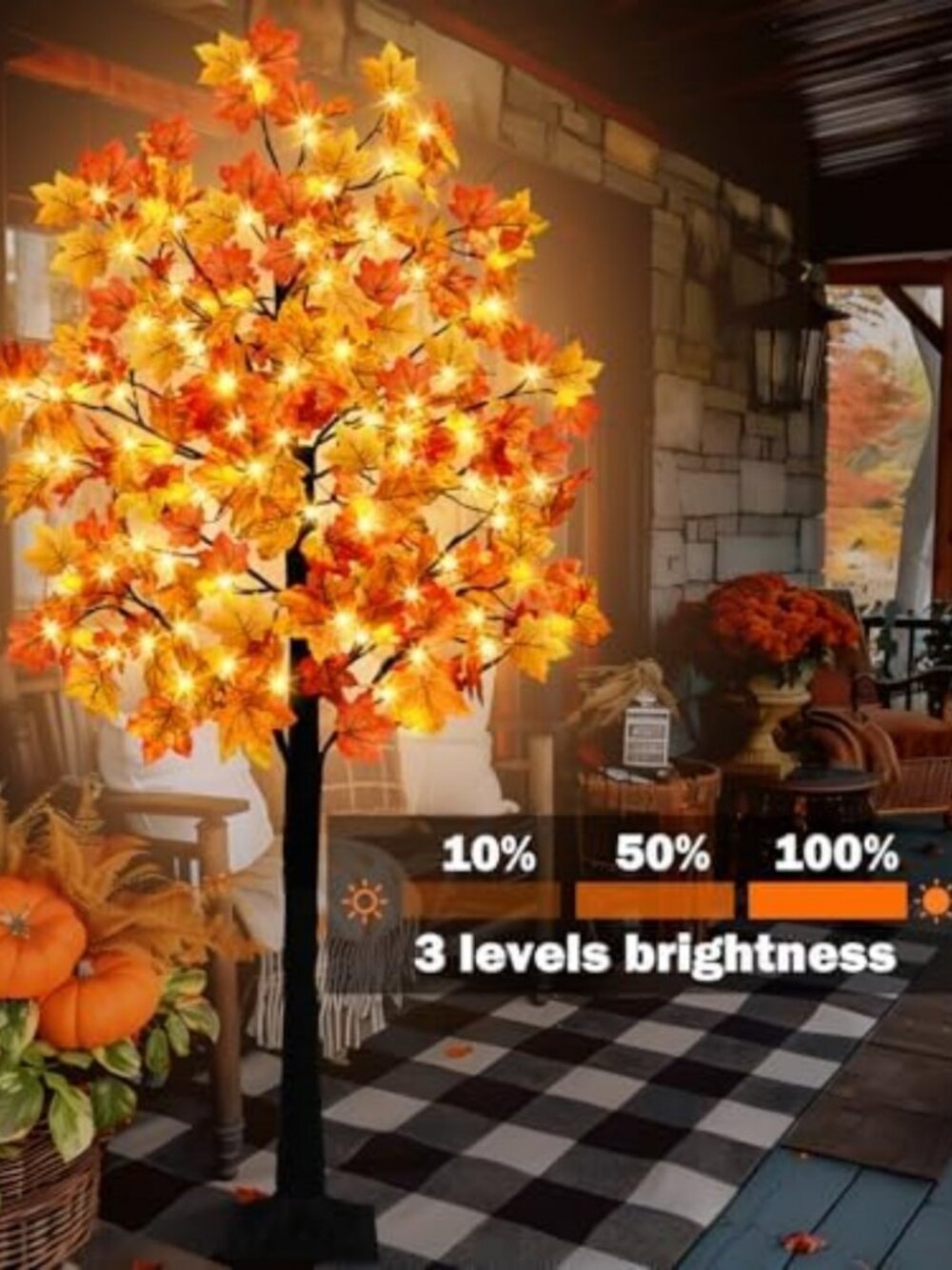 7FT Lighted Fall Maple Tree with 128 LED Lights, Timer & 8 Modes - Perfect - Picture 5 of 6